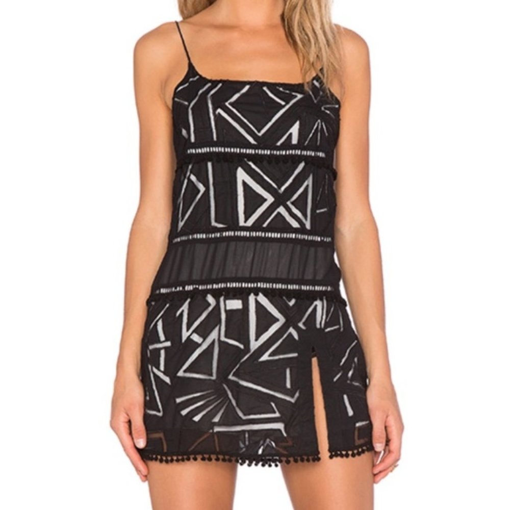 NBD Black Sheer Overlay Mini Dress EUC